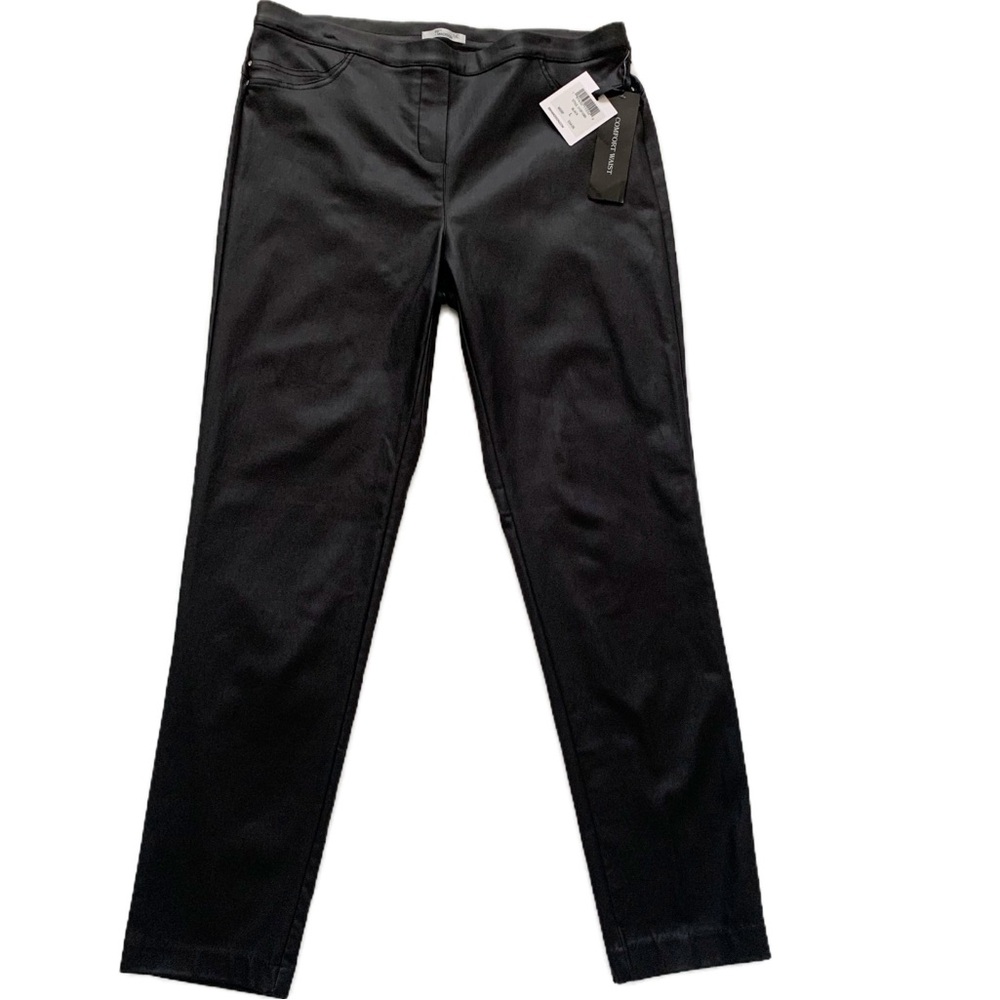 89th & MADISON Pull On Stretch Vegan Leather Black Women Pants Size Large